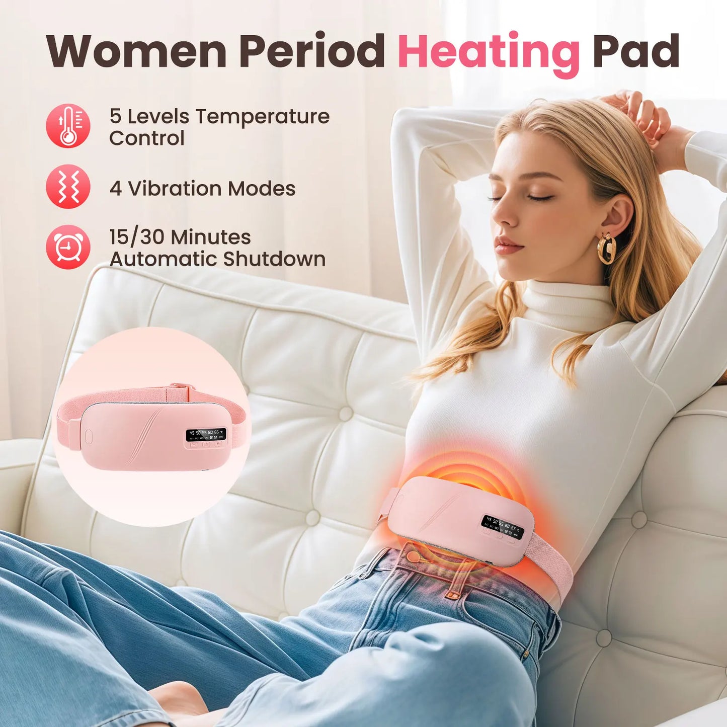 CycleComfort Wearable Heating Pad — Wireless Period Pain Relief Belt