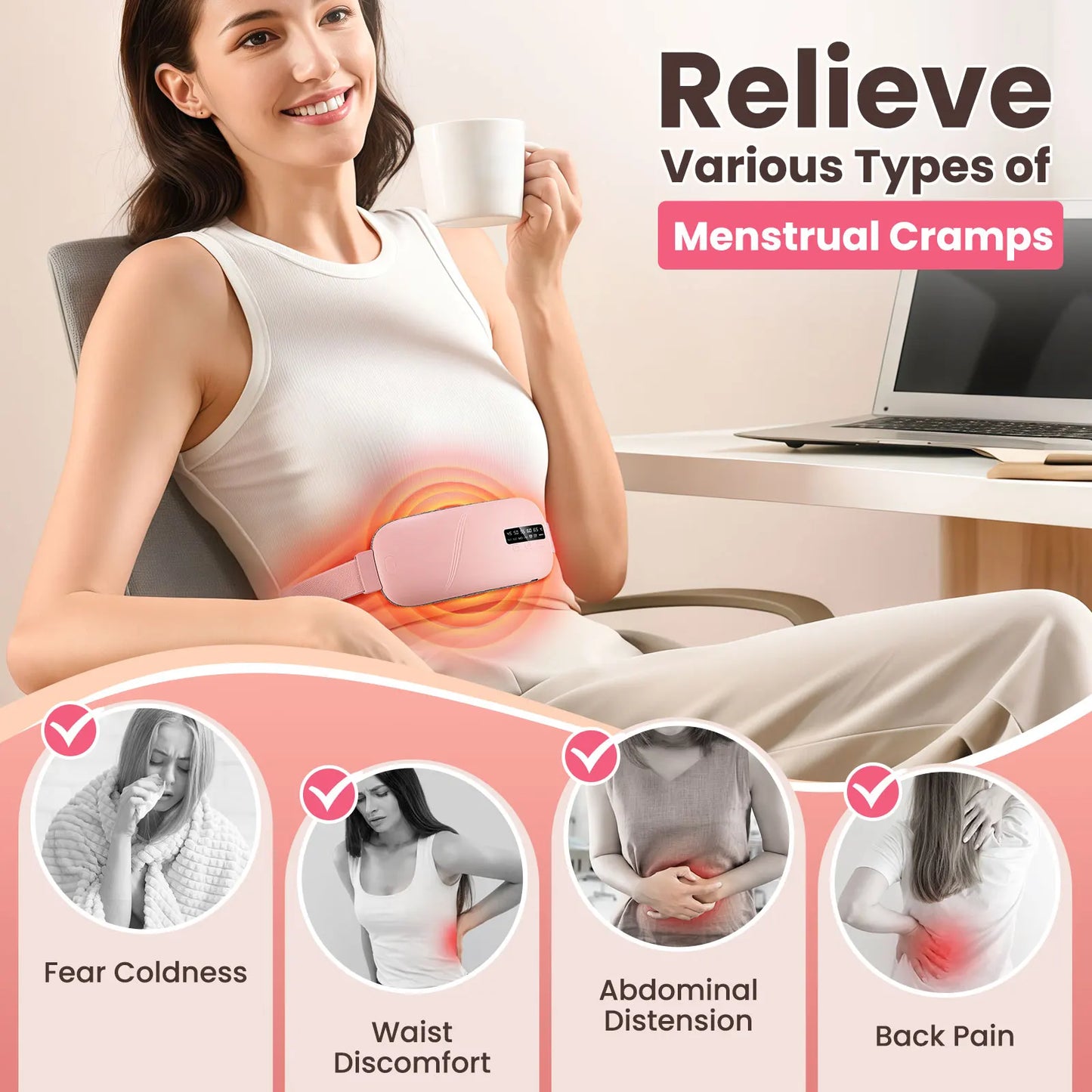CycleComfort Wearable Heating Pad — Wireless Period Pain Relief Belt